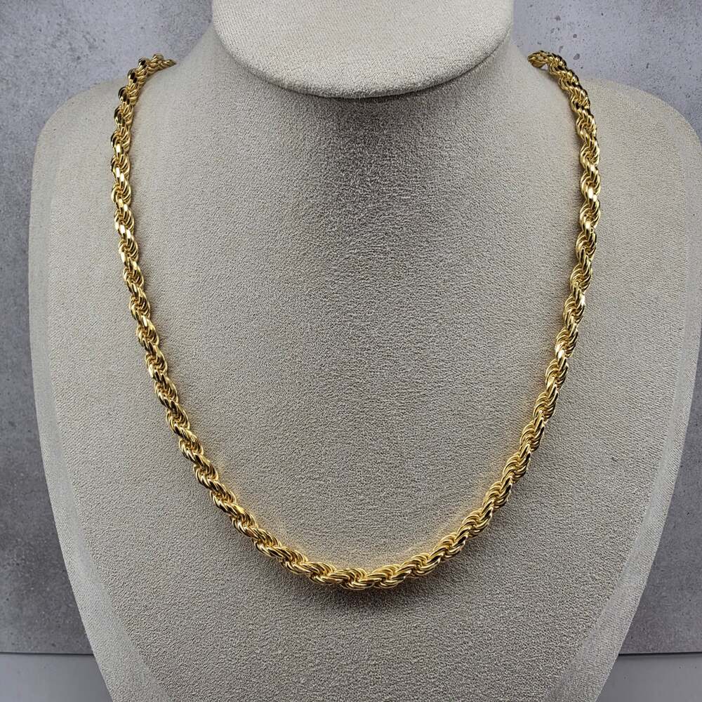 4.8mm Diamond-Cut Rope Chain Necklace 14k Gold Over S925 Solid 42g